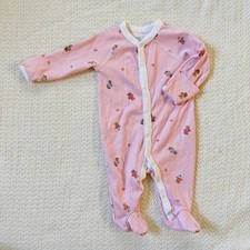 Ralph Lauren Baby Striped Teddy Bear Print Footed Sleeper One Piece Size 3M