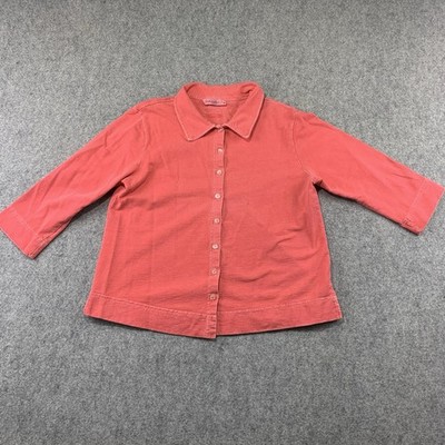 Fresh Produce Womens Size M French Terry Button Up Shirt Jacket Cotton Coral USA