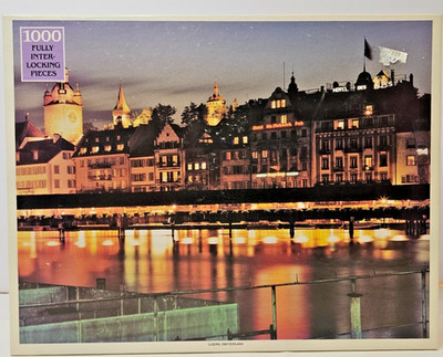 Luzern Switzerland 1000pcPuzzle Rainbow Works 21.5x27.5'' USED *Complete #79522
