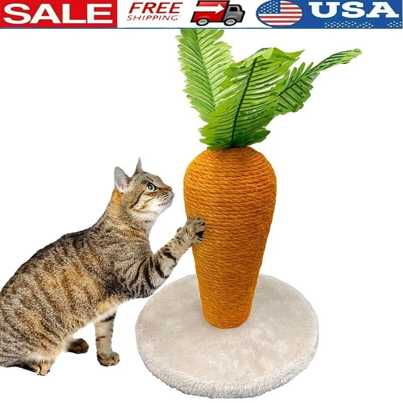 Whimsical Carrot Cat Scratcher Interactive Sisal Post Durable Fun Climbing Toy