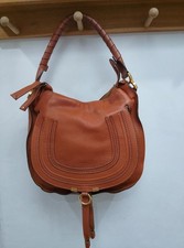 Chloe Marcie Small Hobo tan Pebbled Leather Handbag, Authentic.