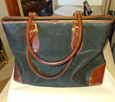 Mulberry  Scotchgrain Tote Handbag Black pebble with Brown Leather trim