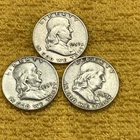 90% Silver Franklin Half Dollars 50c. Lot Of (3). FREE SHIPPING.