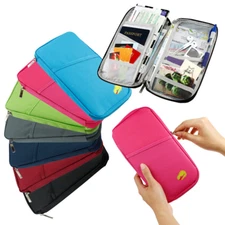 Family Travel Wallet Passport Holder RFID Blocking Document Organizer Bag Case