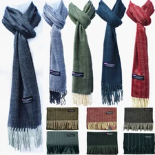 Women Men Winter 100% Cashmere Wool Wrap Striped Scarf Scotland Made Scarves Lot