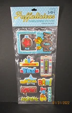 S.E.I Puffalicious Embellishing Stickers Kaboom Elements Action Hero Words New
