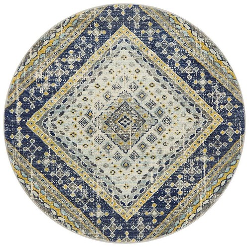 Larsa Diamond Moroc Navy Blue Modern Round Rug - 3 Sizes **FREE DELIVERY** - Picture 2 of 27