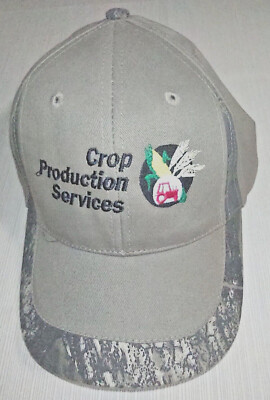Crop Production Services logo Farmer, Trucker's hat, cap camo and green, clean!