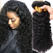 Deep Curly Water Wave Peruvian Remy Human Hair 3 Bundles Black Hair Extensions