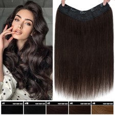 V Shape Remy One Piece 100 Real Human Hair Extensions Clip In Full Head 8-24in