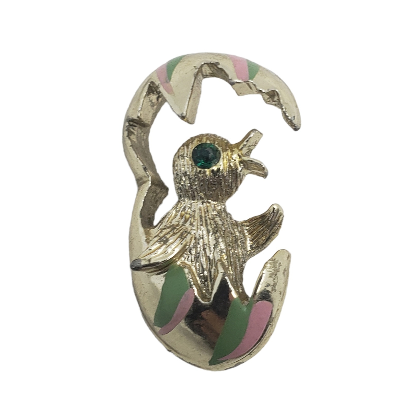 Gold Tone Hatching Easter Egg Chick Brooch Pin Em… - image 7