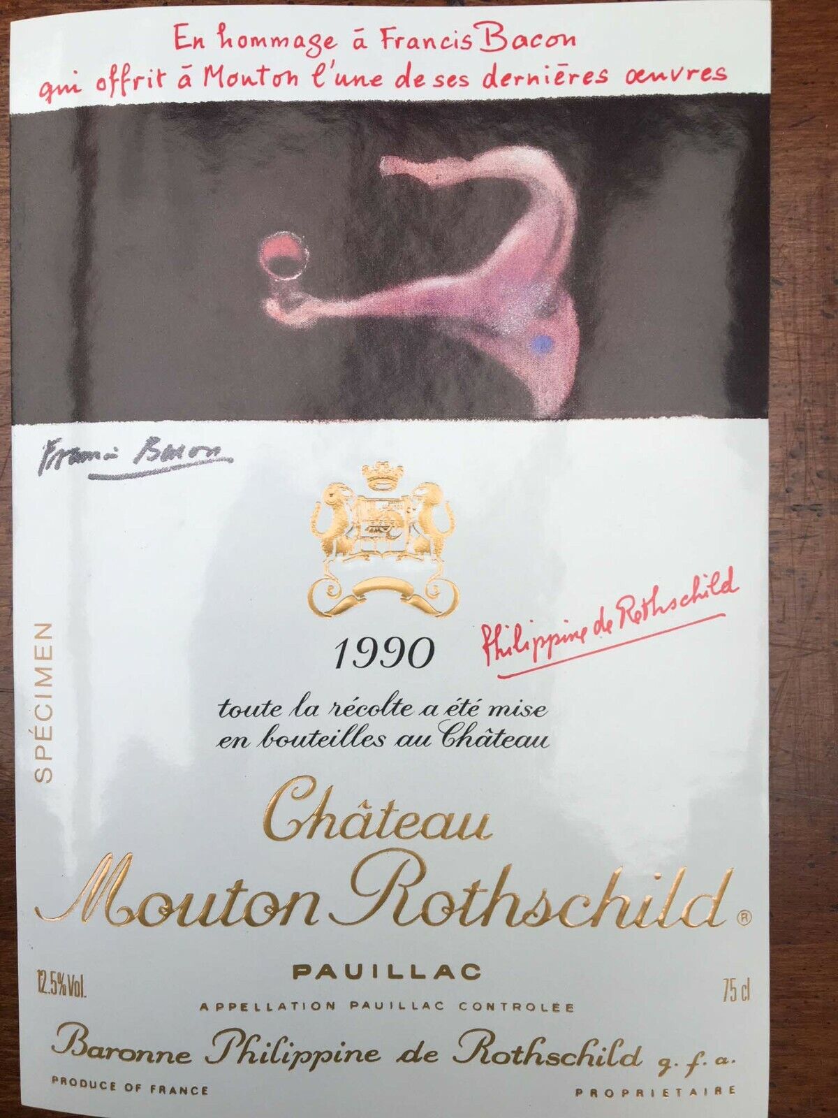 The 1990 Chateau Mouton Rothschild (Specimen) - Label By: Francis Bacon