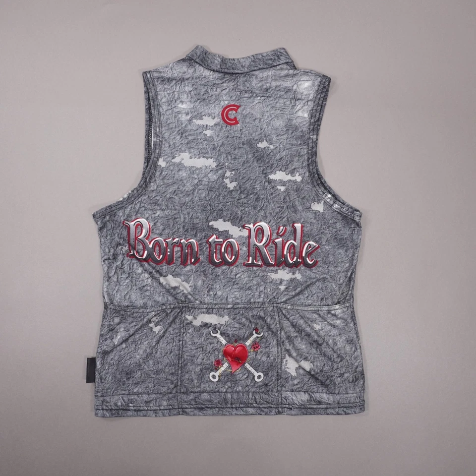 Vintage Cannondale Born To Ride Sleeveless Cycling Jersey Womens Large Gray USA - Image 2 of 4