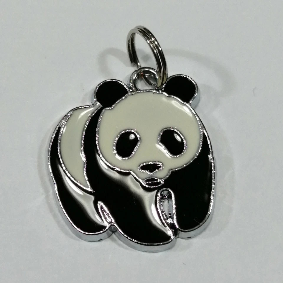 Pendentif bijoux argenté Panda émail - Pendant Necklace 2.0cm - Photo 1/1