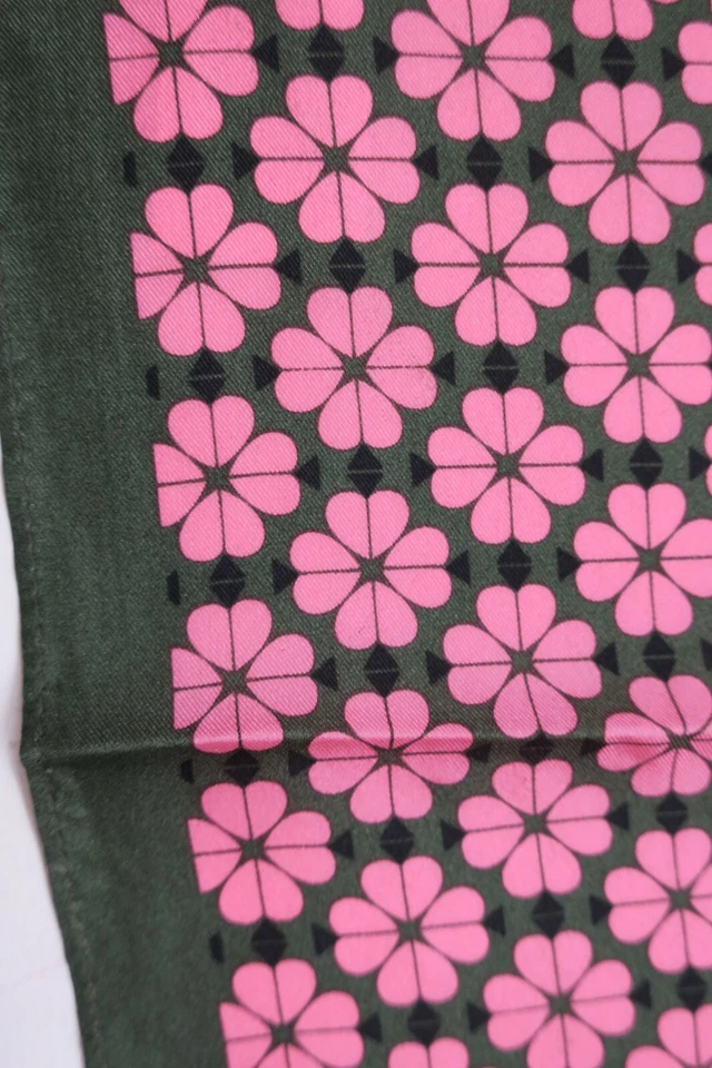 Kate Spade New York 100% Silk Scarf Pink Flower Heart 11.5"x11.5" Pocket Square - Image 3 of 4