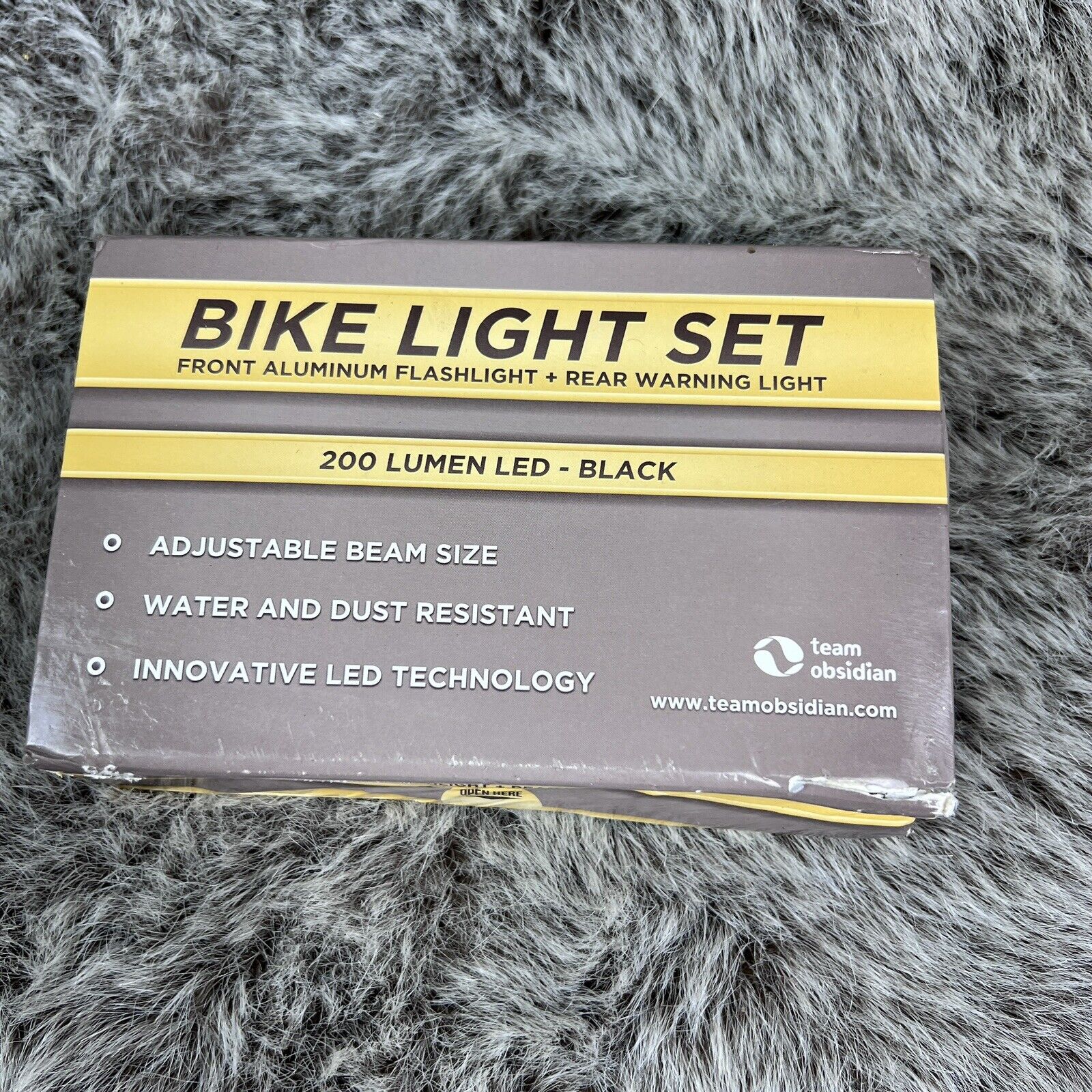 Team Obsidian Bike Light Set Battery Powered Super Bright Front Back  Damaged Box