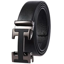 Men's Leather Belt Ratchet Belt Dress with Premium Leather Slide Belt Easier