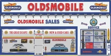 OLDSMOBILE DEALERSHIP SALES SERVICE SCENE WALL MURAL SIGN BANNER GARAGE ART