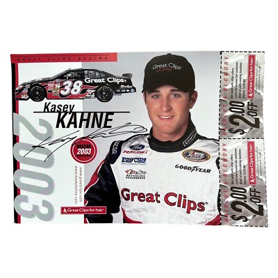 KASEY KAHNE Signed Great Clips NASCAR Driver Info Photo Card Ford