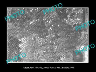 OLD LARGE HISTORIC PHOTO OF MELBOURNE VICTORIA AERIAL VIEW OF ALBERT PARK c1940