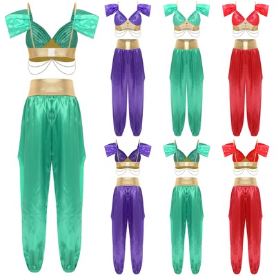 Womens Costume Halloween Belly Dance Party Arabian Princess Fancy Set Outfit