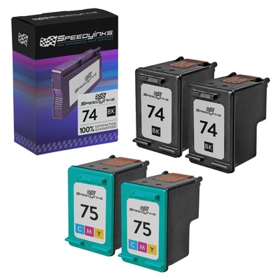Reman replacement for HP 74 (CB335WN) & HP 75 (CB337WN): 2 Black & 2 Color