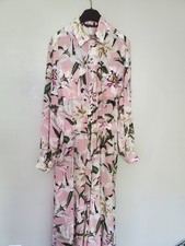 New DOLCE & GABBANA Pink White Lily Long Sleeve Jumpsuit Size IT 42