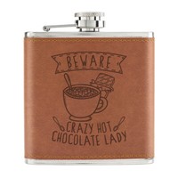 Beware Crazy HeißE Schokolade Lady 170Ml Pu-Leder Flachmann Tan Mum Muttertag