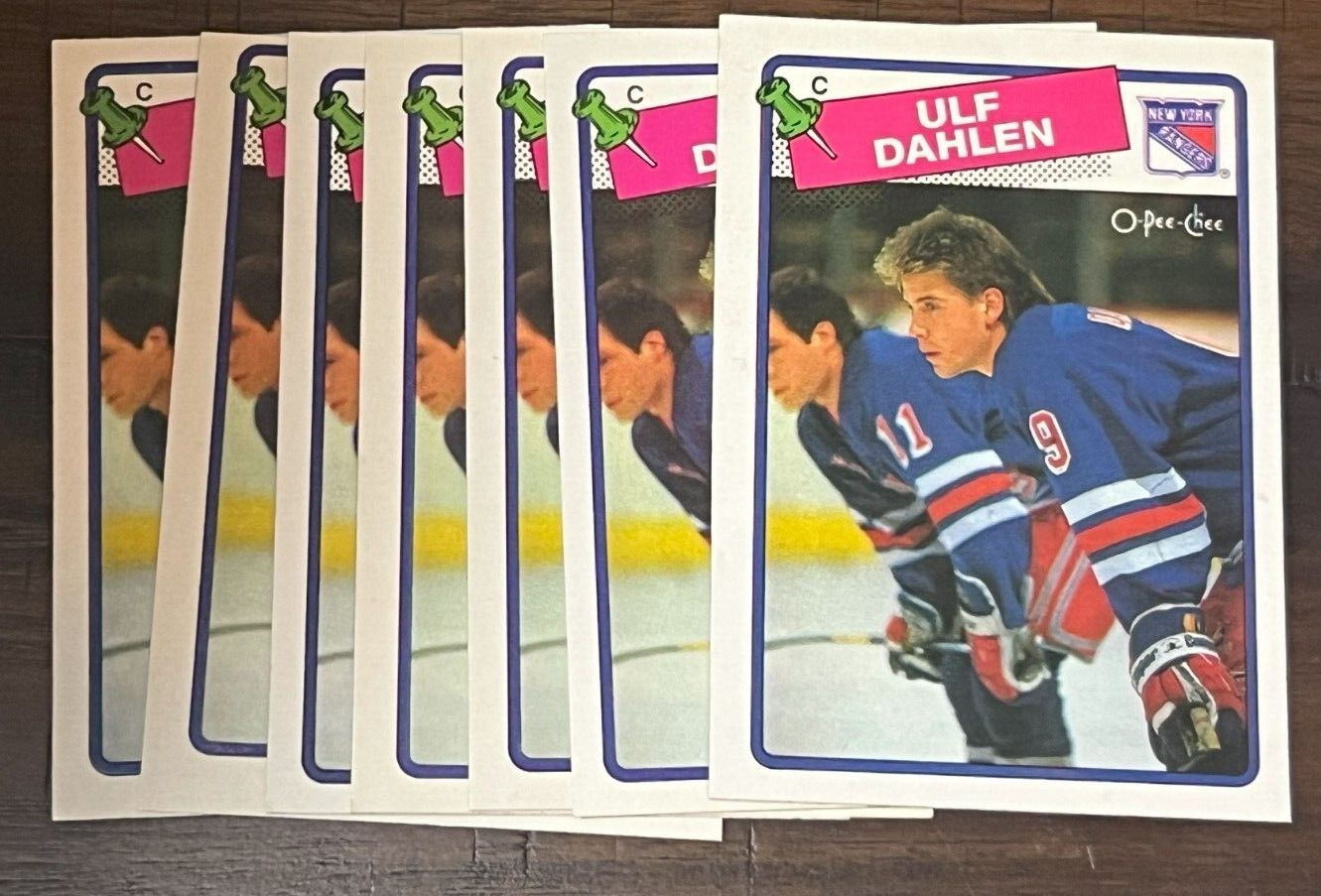 1988-89 O-Pee-Chee #47 Ulf Dahlen New York Rangers Rookie OPC 7 Card Lot
