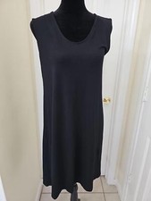Eileen Fisher Shift Dress Small Black Lightweight Sleeveless Quiet Luxury