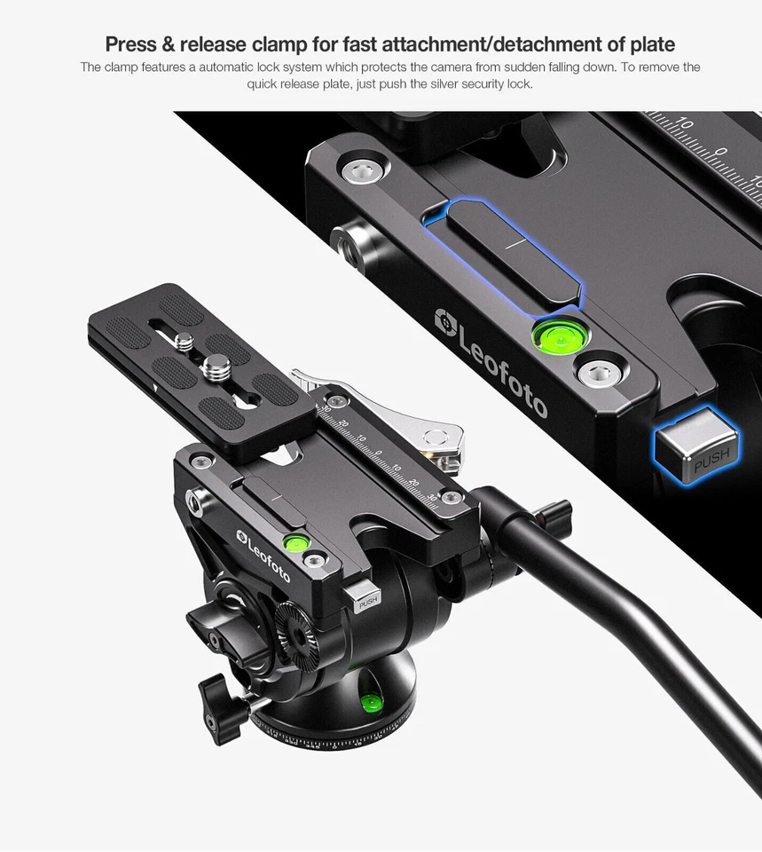 Leofoto BV-10L (Lever-Release Clamp) Fluid Video Head with Arca Plate - Image 4 of 4