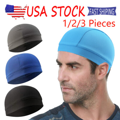 Moisture Wicking Dome Skull Cap Helmet Liner Sport Summer Cooling Beanie Hat Lot