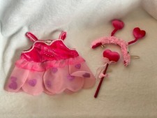 Build A Bear - Pink Love Bug / Fairy Heart Dress Set with Wand and Headband
