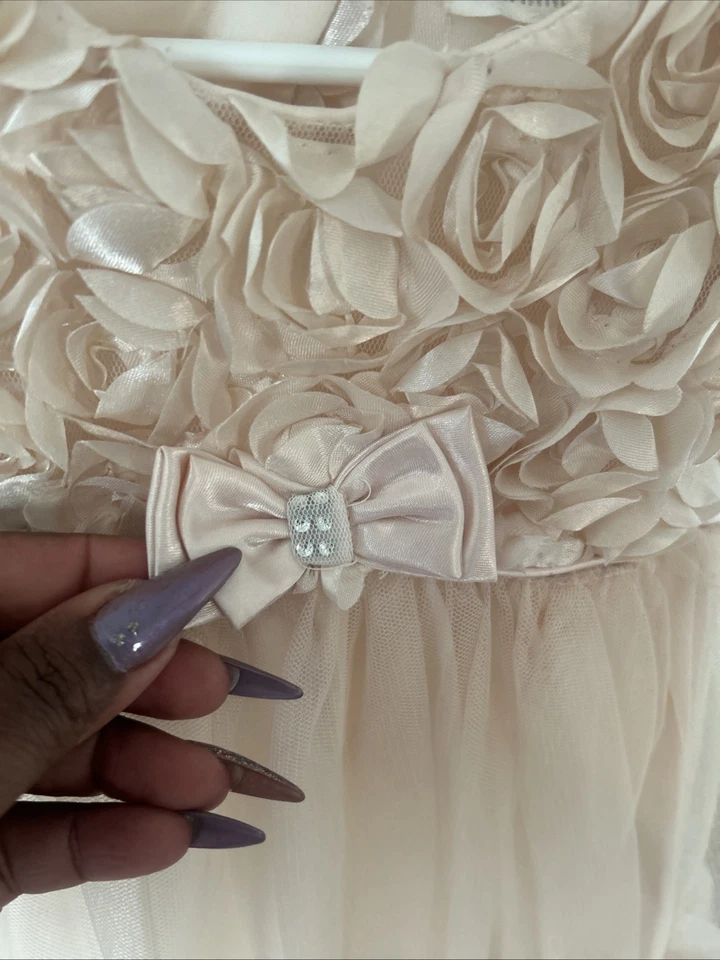 Vestido Nannette Baby Champagne Color 3D Flores Niño Pequeño 24M Foto 4 de 4