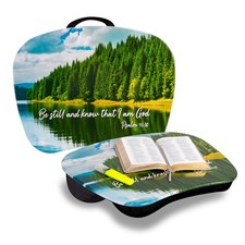 MyStyle Portable Lap Desk, Cushion, Christian Be Still, Fits 15.6 Inch Laptop