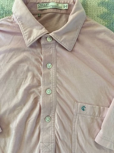 Criquet Pink Men's M Collared Short Sleeve Shirt Pocket **READ👇 - product listing photo