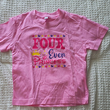 Girls Pink Princess Graphic T-Shirt Size 4 Co...