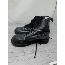 Dr. Martens Pascal Glitter Boots Women's Size 7 Black Sparkle Lace Up Ankle flaw