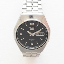 Vintage Seiko 5 Automatic Watch 6309-720C Black Dial Rhinestone Indices 17J