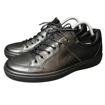 ECCO Soft Classic Sneakers Mens 45 11-11.5 Black Leather Lace Up Low Top