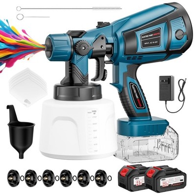 Cordless Paint Sprayer, 650W Spray Paint Gun with Battery 2 × 4.0mA... Fast