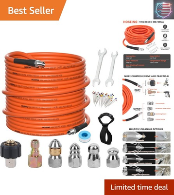 #ad 100FT Pressure Washer Sewer Jetter Kit 5800 PSI Water Jet Drain Cleaner Hose... $107.27