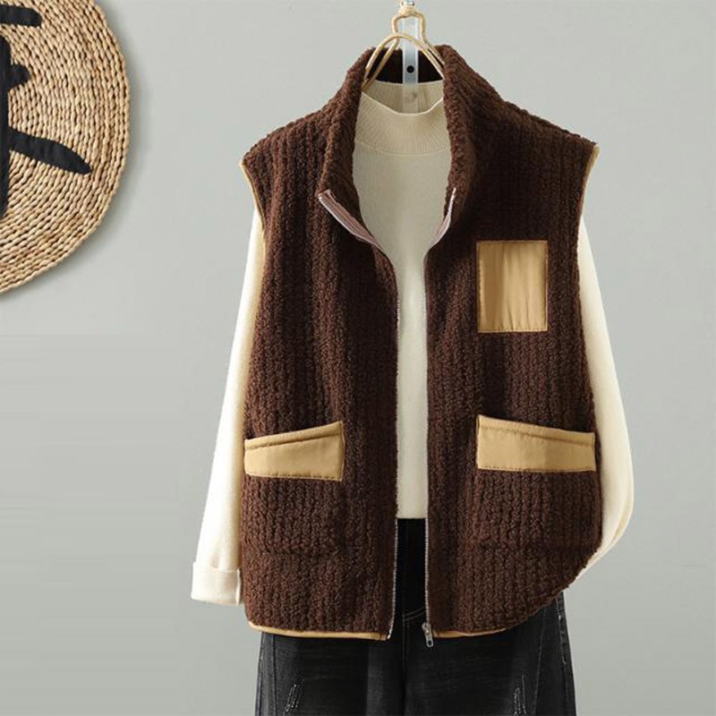 New Womens Faux Fur Vest Waistcoat Warm Loose Coats Winter Casual Zipper Outwear