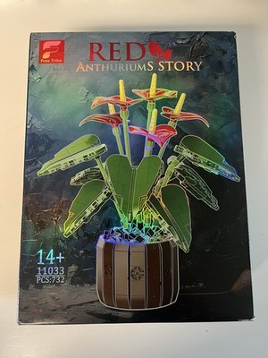 ZONECYTD Anthurium Bonsai Building Blocks Set - 732 Pcs Artificial Flowers Decor