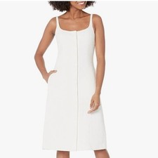 $425 Rebecca Taylor Neutral White Button Up Sleeveless Tweed Short Dress 2