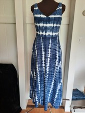 Ralph Lauren Chaps Midi Maxi Dress - Tie Dye Blue and White - Size Small