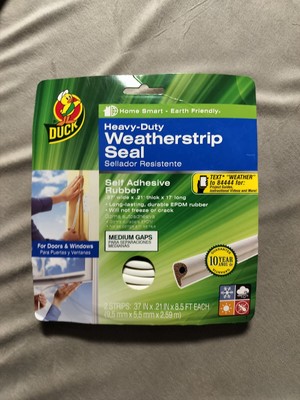 NEW - Duck - Heavy-Duty Weatherstrip Seal Self Adhesive Rubber for Medium Gap