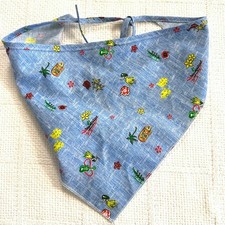 VTG 90s Hawaiian Print Bandana Blue Cotton Hula Girl Tiki USA Made Tropical