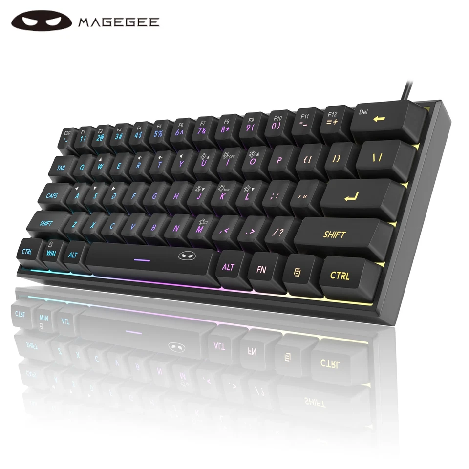 MAGEGEE TS91 60% Gaming Keyboard RGB Backlit 61 Key Compact Waterproof USB - Image 2 of 4