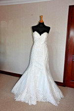 Mark Lesley wedding dress 7239, Ivory strapless fishtail with cathedral train.
